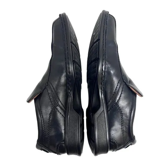 Clarks Escalade Step Black Leather Slip On Ortholite Comfort Dress Loafers USA