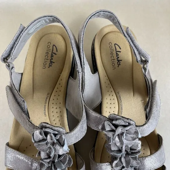 Clarks Merliah Sheryl Women Sz 12 M Tan Leather Flower Strappy Sandal Shoe w/tag