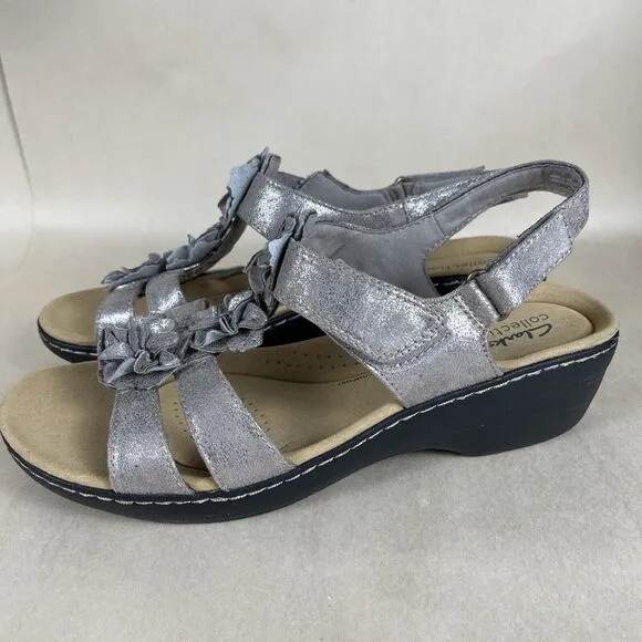 Clarks Merliah Sheryl Women Sz 12 M Tan Leather Flower Strappy Sandal Shoe w/tag