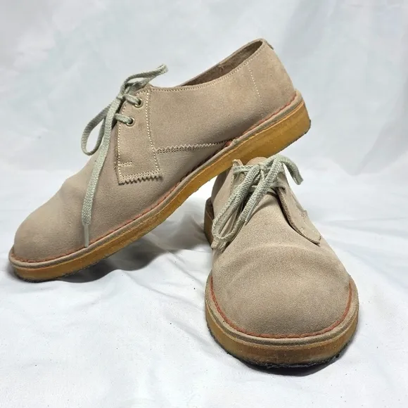 Clarks Original Desert Khan Tan Soft Leather Comfort Oxfords Men's Size 7