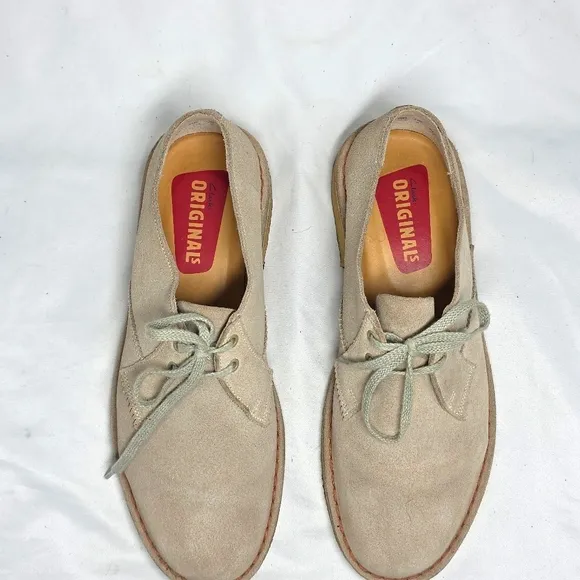 Clarks Original Desert Khan Tan Soft Leather Comfort Oxfords Men's Size 7
