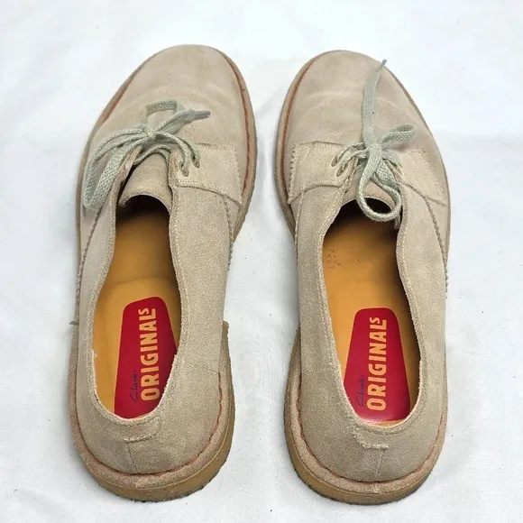 Clarks Original Desert Khan Tan Soft Leather Comfort Oxfords Men's Size 7