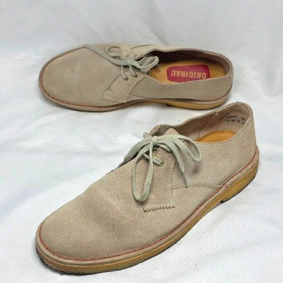 Clarks Original Desert Khan Tan Soft Leather Comfort Oxfords Men's Size 7