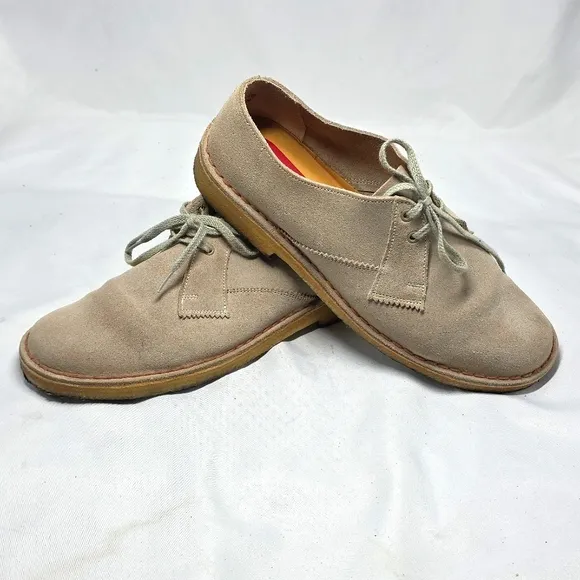 Clarks Original Desert Khan Tan Soft Leather Comfort Oxfords Men's Size 7