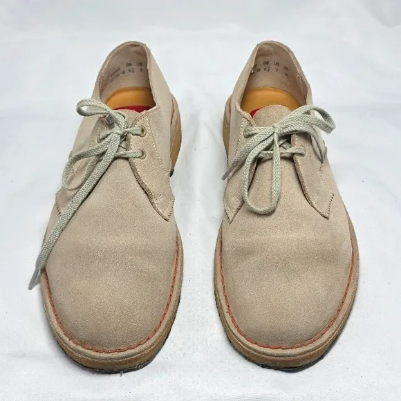 Clarks Original Desert Khan Tan Soft Leather Comfort Oxfords Men's Size 7