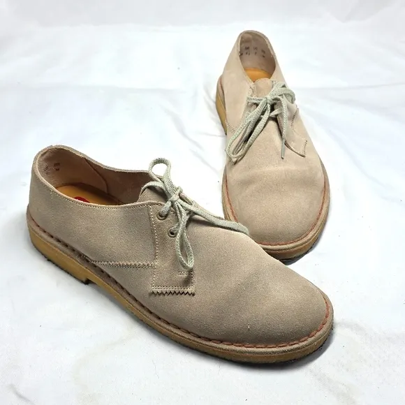 Clarks Original Desert Khan Tan Soft Leather Comfort Oxfords Men's Size 7