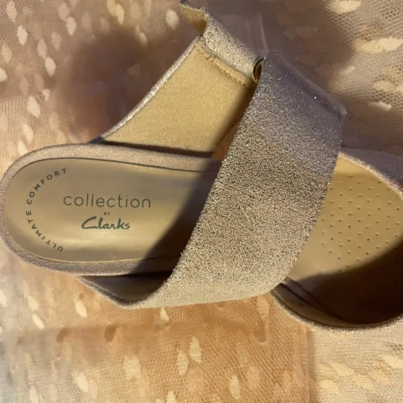Clarks Ultimate Comfort Shoes 6.5W Dusty Rose Sparkle Leather 3” Heels