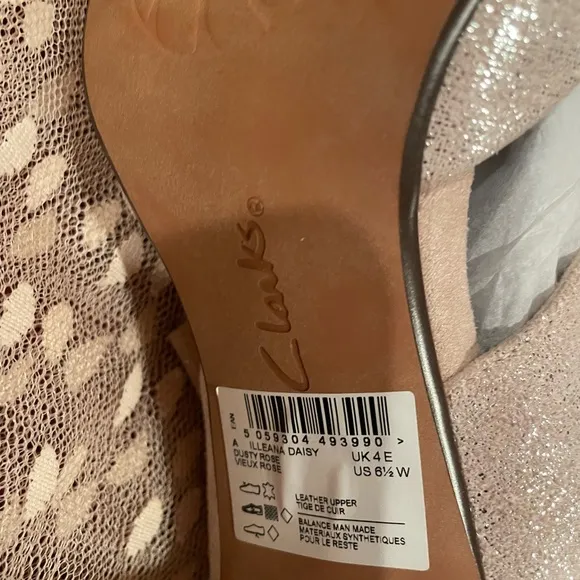Clarks Ultimate Comfort Shoes 6.5W Dusty Rose Sparkle Leather 3” Heels
