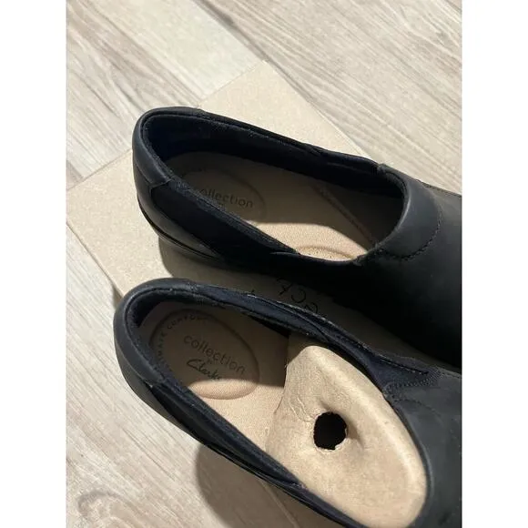 Clarks Women Black Cora Lilac Shoes, Size 10