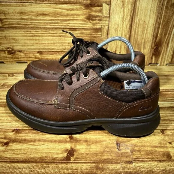 Clarks Men's Bradley Walk Brown Tumbled Leather Casual Shoes 7,5