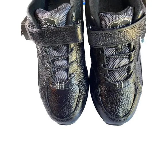 Classic Dr. Comfort Athletic Winner Mens 13M Black Leather Top Strap NIB Shoes