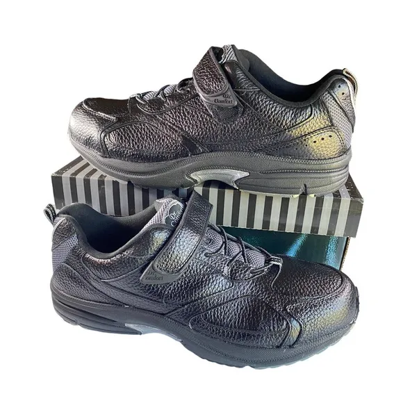 Classic Dr. Comfort Athletic Winner Mens 13M Black Leather Top Strap NIB Shoes