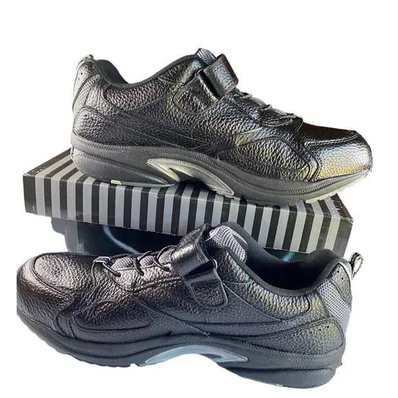 Classic Dr. Comfort Athletic Winner Mens 13M Black Leather Top Strap NIB Shoes