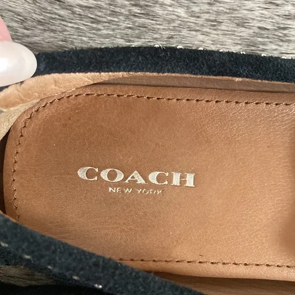 COACH Nixie Studded Black Suede Driving Moccasin