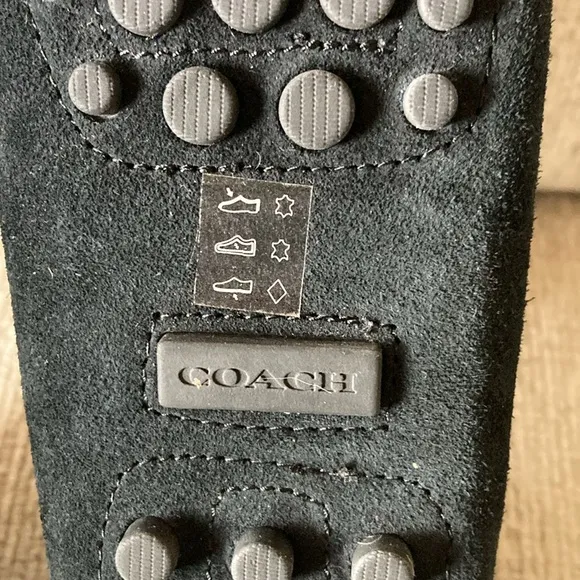 COACH Nixie Studded Black Suede Driving Moccasin
