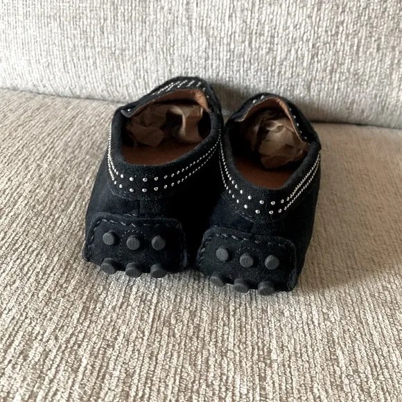 COACH Nixie Studded Black Suede Driving Moccasin