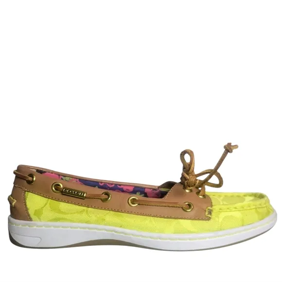 Coach Richelle Lime Boat Shoe Loafers Size 9