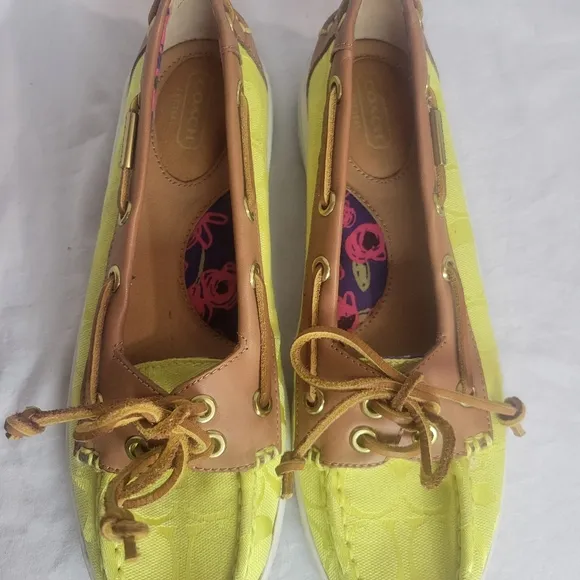 Coach Richelle Lime Boat Shoe Loafers Size 9