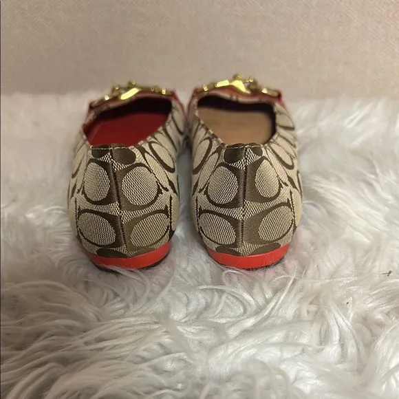 Coach Women's Tan and Red Loafers