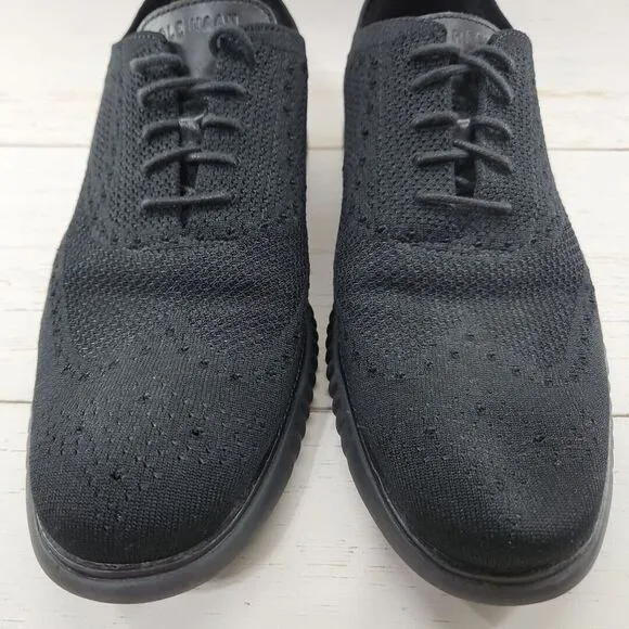 Cole Haan 2 ZeroGrand Stitchlite Wingtip‎ Oxford Men 12 Lazer Black Shoes C28527