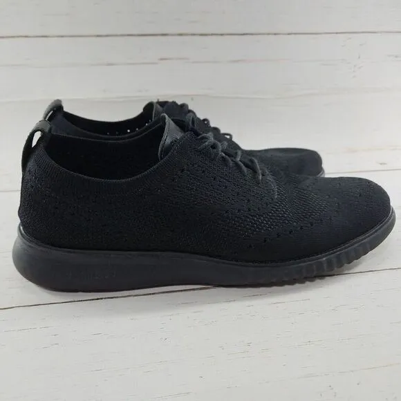 Cole Haan 2 ZeroGrand Stitchlite Wingtip‎ Oxford Men 12 Lazer Black Shoes C28527