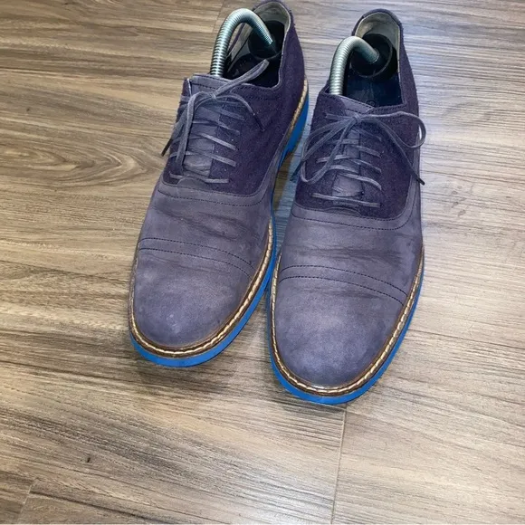 Cole Haan Air Harrison Dark Blue Suede/wool Oxford Shoes C10773 Men Size 9.5