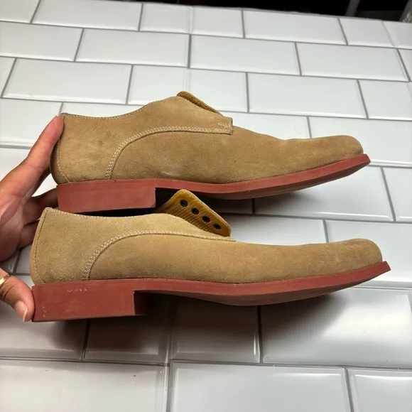 Cole Haan Beige Tan Suede Oxford Dress Shoes Men's Size 8.5M