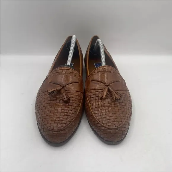 Cole Haan Bragano BrownTassel Woven Leather LoafersItaly Dress Shoes Mens 11
