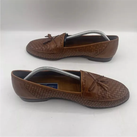 Cole Haan Bragano BrownTassel Woven Leather LoafersItaly Dress Shoes Mens 11
