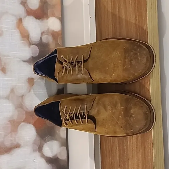 Cole Haan Carter Grandos Plain Toe Suede Chestnut Brown Derby Dress Shoes 11.5