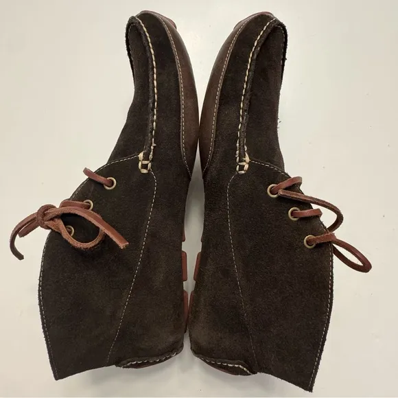 Cole Haan Chukka Moccasin Driver Sole Boots Brown Suede 13 Lace Up Shoes