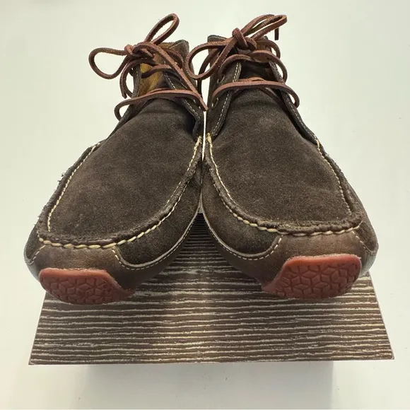 Cole Haan Chukka Moccasin Driver Sole Boots Brown Suede 13 Lace Up Shoes