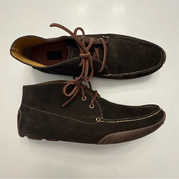 Cole Haan Chukka Moccasin Driver Sole Boots Brown Suede 13 Lace Up Shoes
