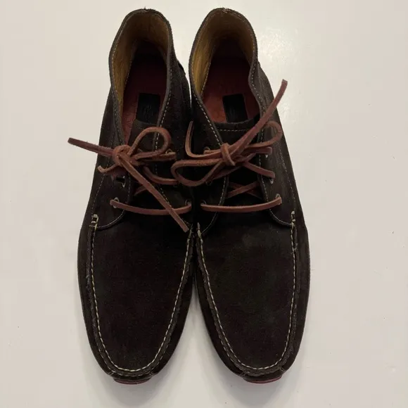 Cole Haan Chukka Moccasin Driver Sole Boots Brown Suede 13 Lace Up Shoes