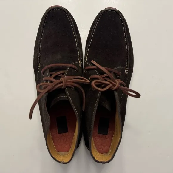 Cole Haan Chukka Moccasin Driver Sole Boots Brown Suede 13 Lace Up Shoes