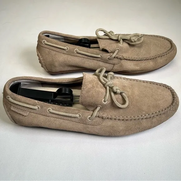 Cole Haan Driving Shoes Loafers Sz 10.5 M  Beige Suede Lace Up Casual Shoes