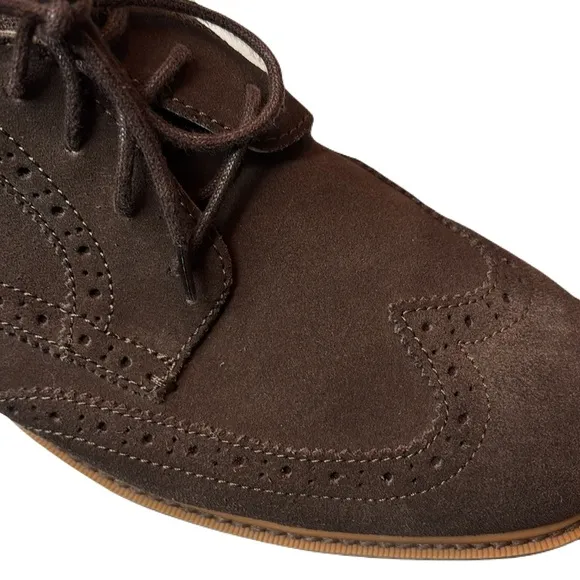 Cole Haan Grand OS 9 Brown Suede Wing Tip Oxford Dress Shoes Academia Derby