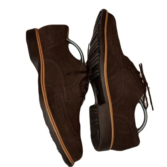 Cole Haan Grand OS 9 Brown Suede Wing Tip Oxford Dress Shoes Academia Derby