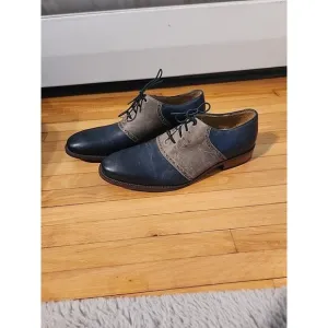 Cole Haan Gray Blue Saddle Oxford Shoes Suede Leather C14597 Men’s Size 10