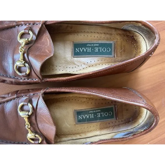 Cole Haan Men Brown Leather Horsebit Loafers Made in Italy Size 9 M