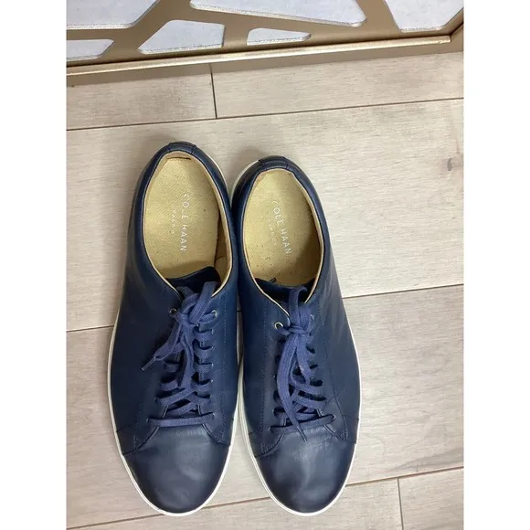 Cole Haan Men Grand Crosscourt II Sneaker Navy Leather Brnsh 12 M Shoes