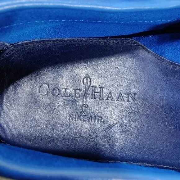 Cole Haan   Nike Air Colab Blue Leather Suede Loafers Mens Shoes Size 11.5