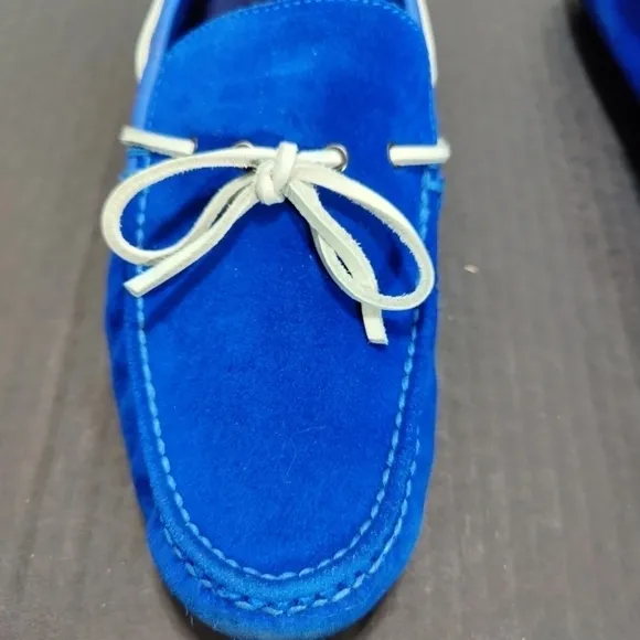 Cole Haan   Nike Air Colab Blue Leather Suede Loafers Mens Shoes Size 11.5