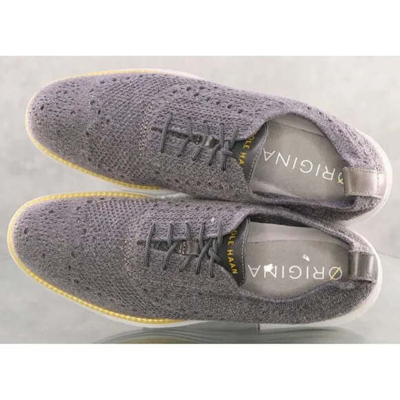 Cole Haan Original Grand $150 Men's Wingtip Knit Casual Shoes Sz 9.5 Gray C31070