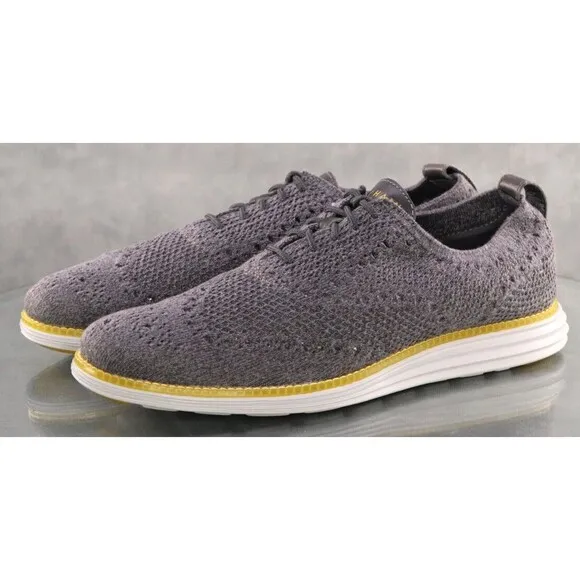 Cole Haan Original Grand $150 Men's Wingtip Knit Casual Shoes Sz 9.5 Gray C31070