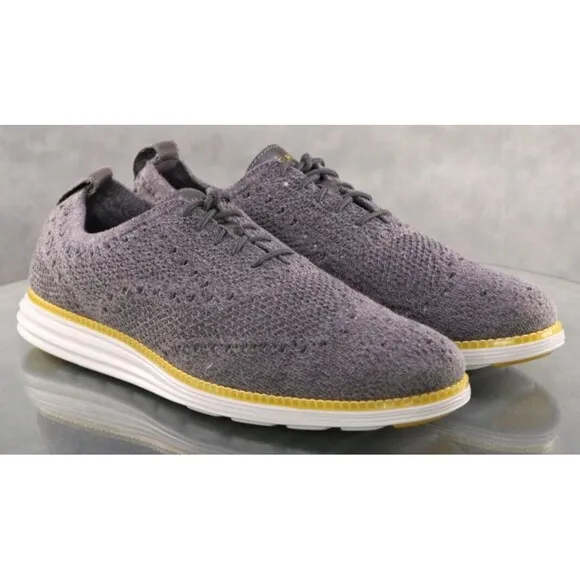 Cole Haan Original Grand $150 Men's Wingtip Knit Casual Shoes Sz 9.5 Gray C31070