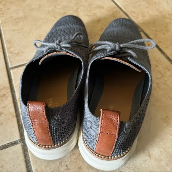 Cole Haan Original Grand Men’s Grey Wingtip Oxford Shoes Knit size 9