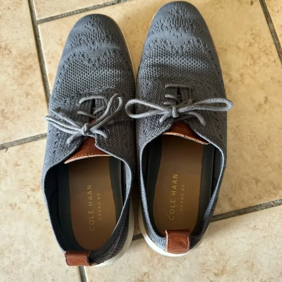 Cole Haan Original Grand Men’s Grey Wingtip Oxford Shoes Knit size 9