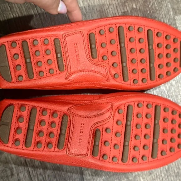 Cole Haan Red Moccasin Shoes with Tassel Detail