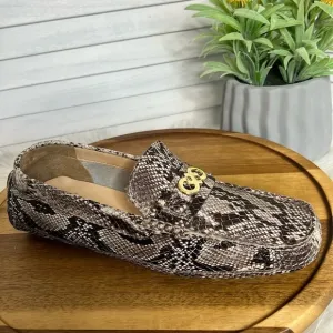 COLE HAAN Shelby Logo Snakeskin Leather Driving Loafers Shoes Moccasins 7